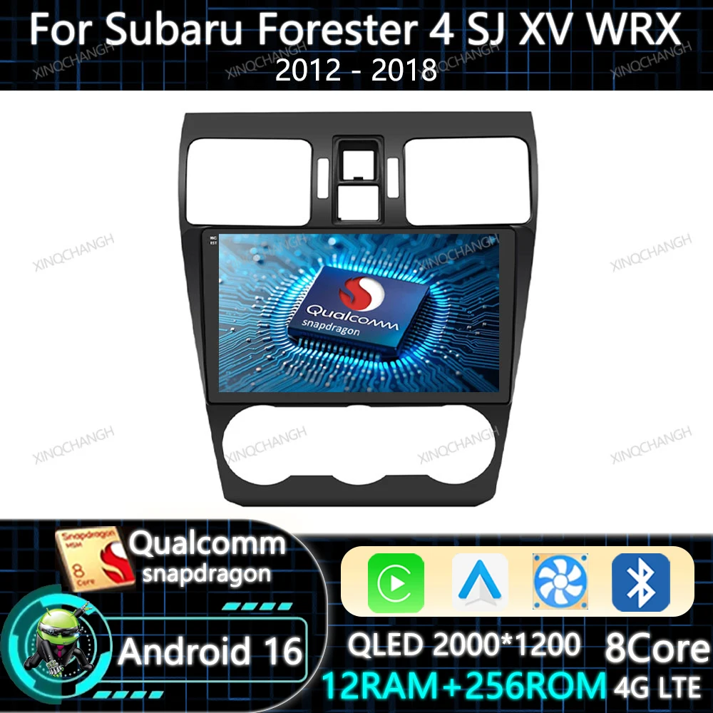 Android 16 Car Radio Carplay Auto For Subaru Forester 4 SJ XV WRX 2012 - 2015 2018 BT GPS 4G WIFI Qualcomm Head Unit 2DIN QLED