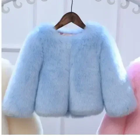 2023 New Autumn and Winter Fox Fur Imitation Girls\' Fur Coat for Children\'s Wear Thickened and Warm Fur Plush Foreign Style Coat