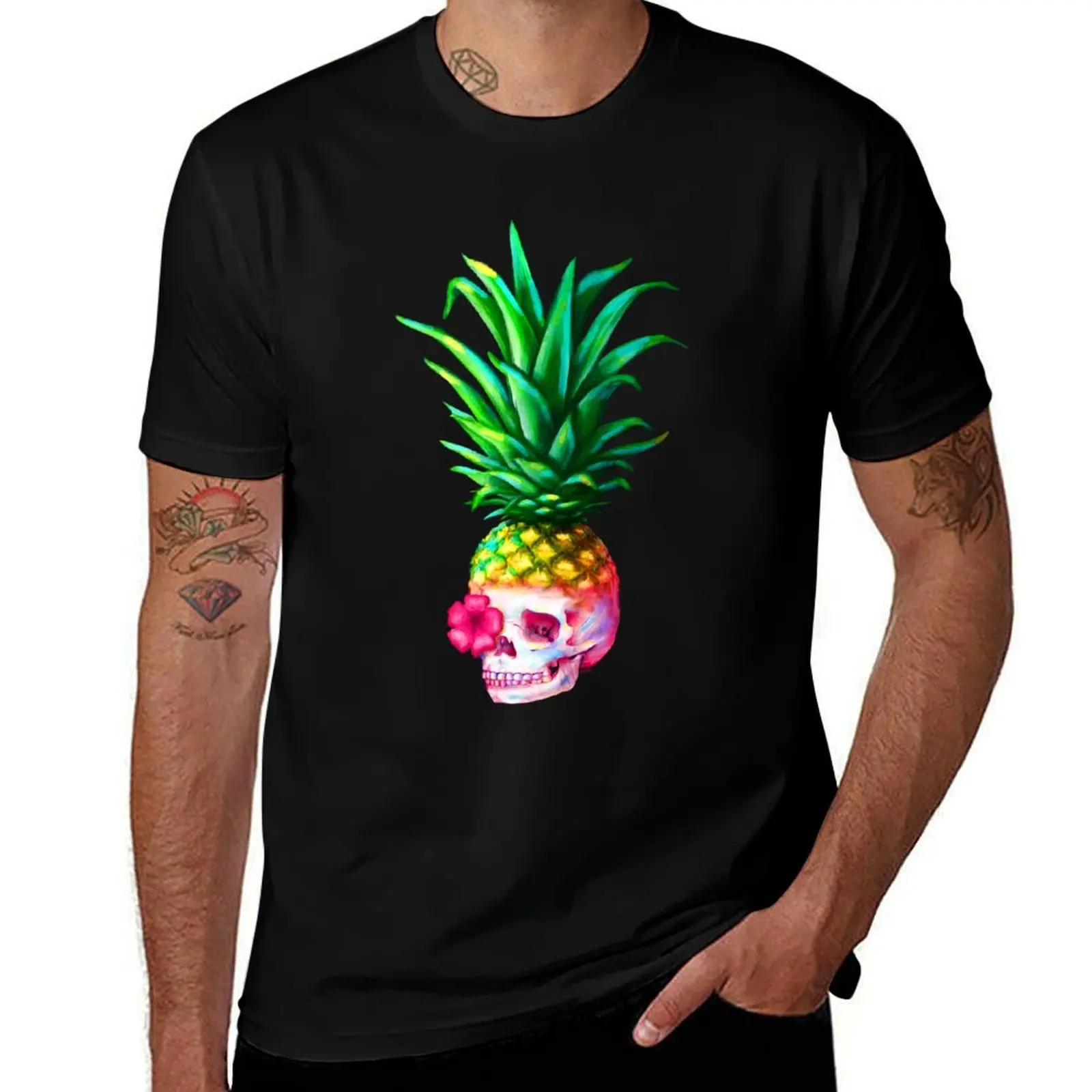 

t plain shirt custom T-Shirt designer man Pineapple Skull man t shirt print t shirt