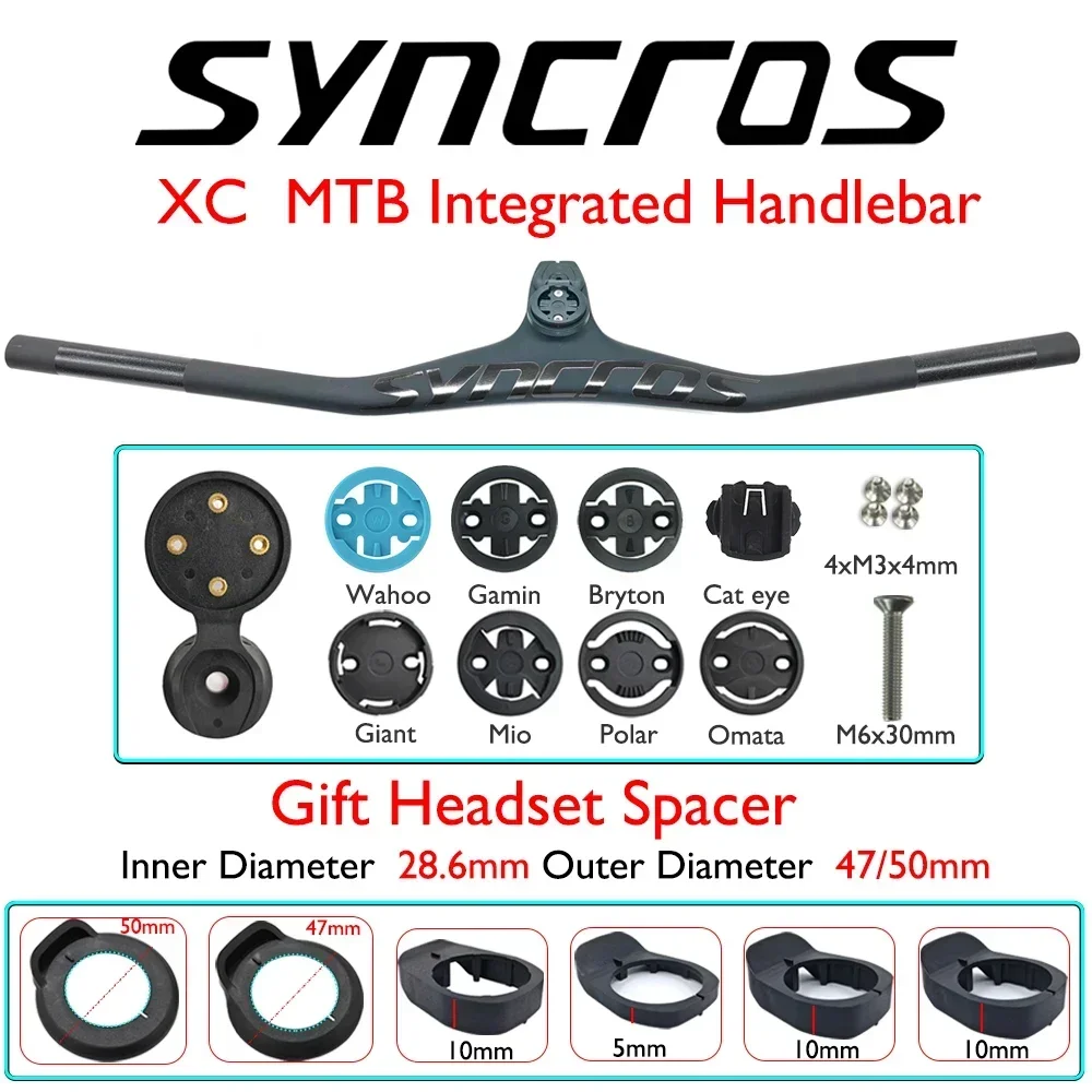 SYNCROS FRASER IC SL Carbon Fiber Integrated Handlebar -17°, 70/80/90mm Length, 28.6mm Clamp