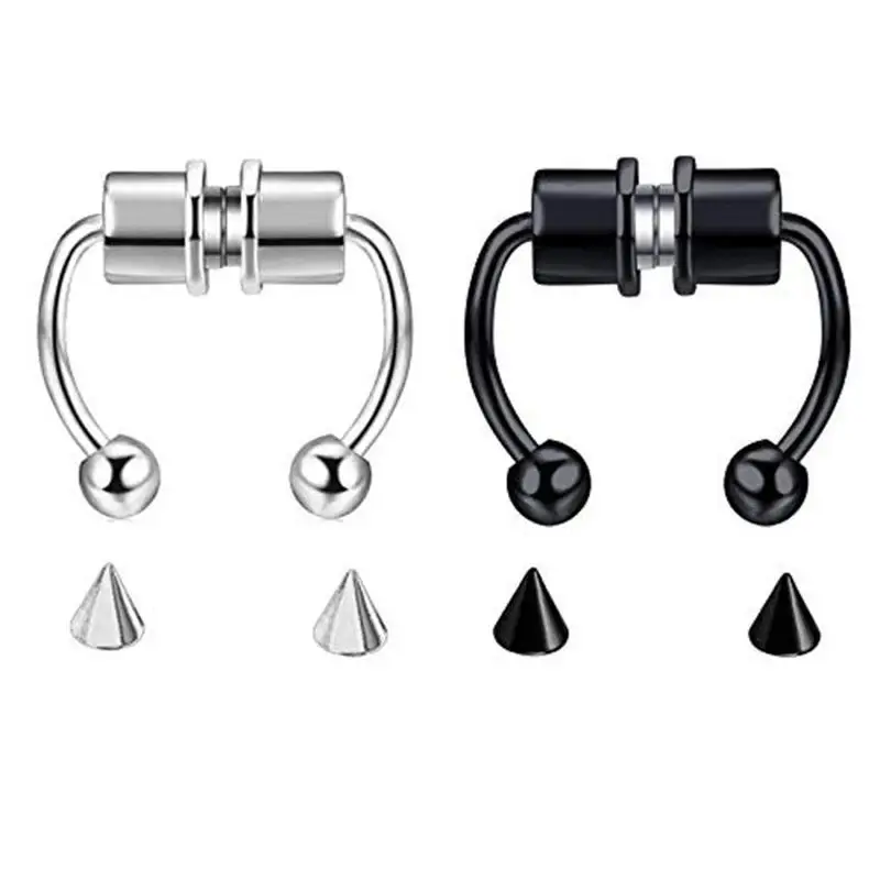 Edelstahl-Magnet Fake-Nasenring Hoop Fake-Piercing Hoop Septum-Ringe für Frauen Fake-Piercing Nasenring Körperschmuck für Frauen