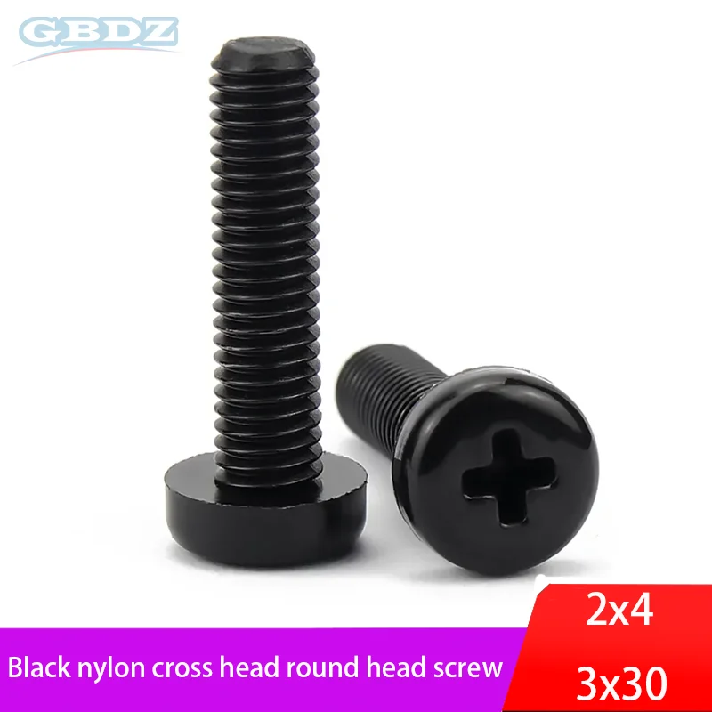 

100pcs Black Nylon Cross Shaped Round Head Screws M2/M2.5/M3 High-Strength Anti-Corrosion Electronic And Electrical Special