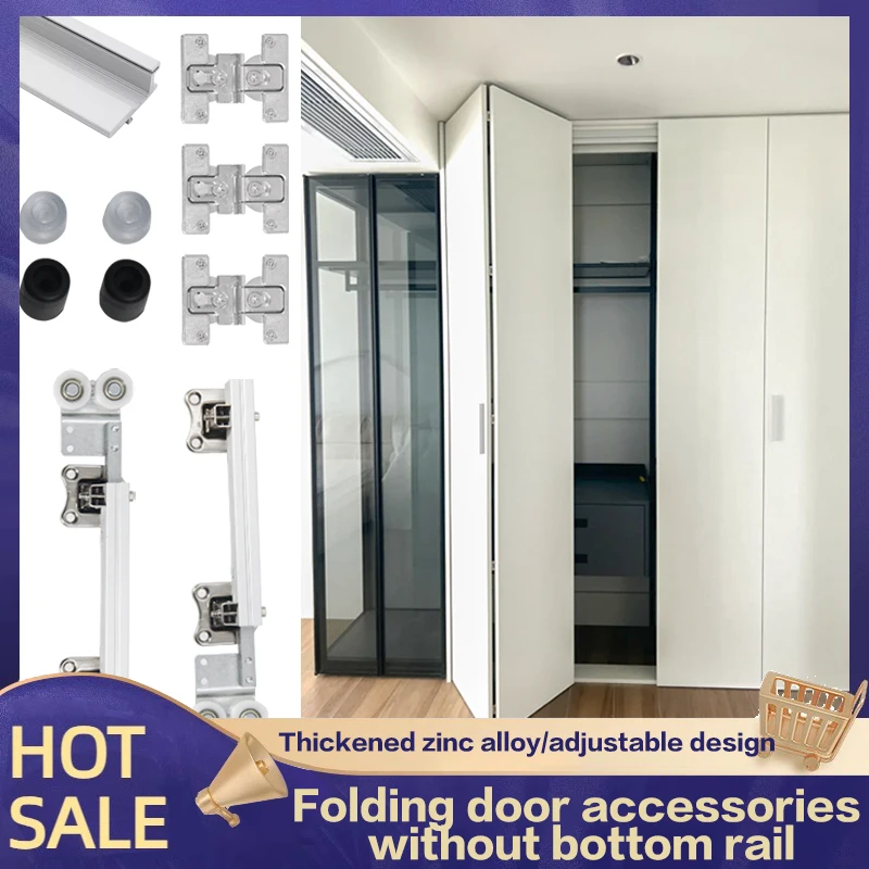 

Folding Metal Wardrobe Folding Cloakroom Wooden Door Surface Mounted Upper And Lower Hanging Pulley Track Hardware Accessories