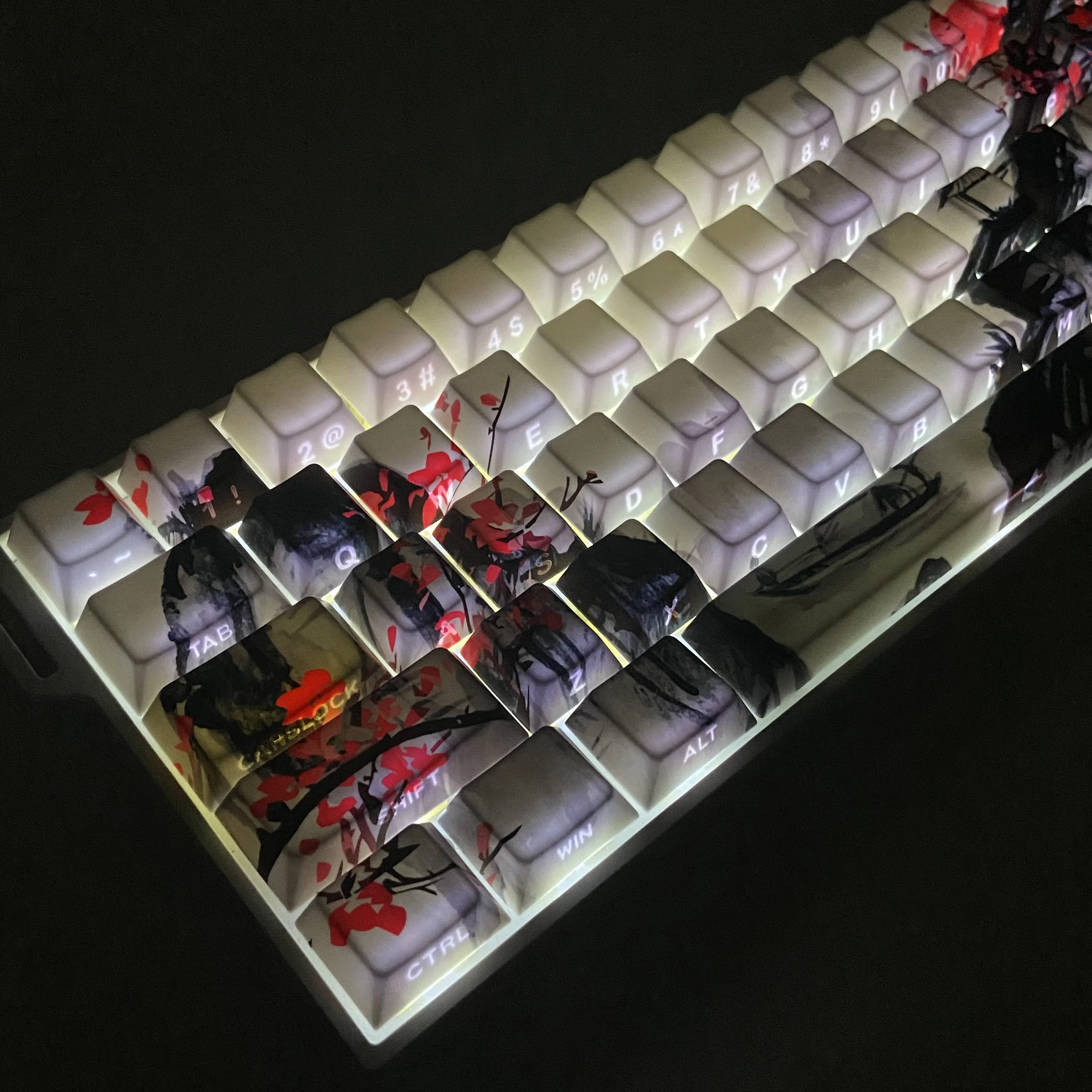 

Retro Side Engraved Transparent Keycaps Cherry Profile Landscape Key Caps Customized Mechanical Keyboard Gaming Office Work