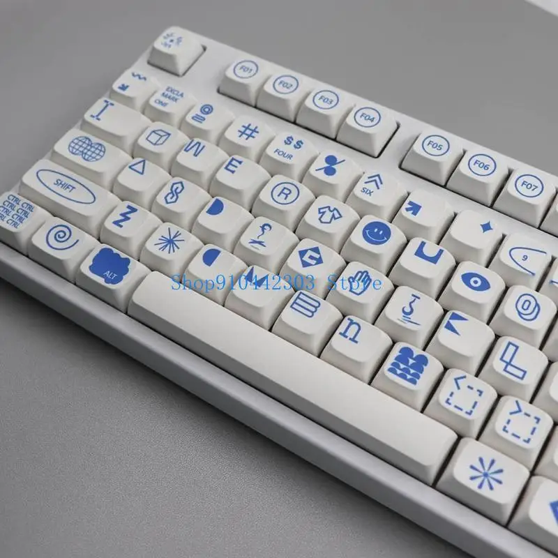 652F 108 Keys Keycaps Set XDA Profile Blue Sign PBT DyeSubbed Keycap Mechanical