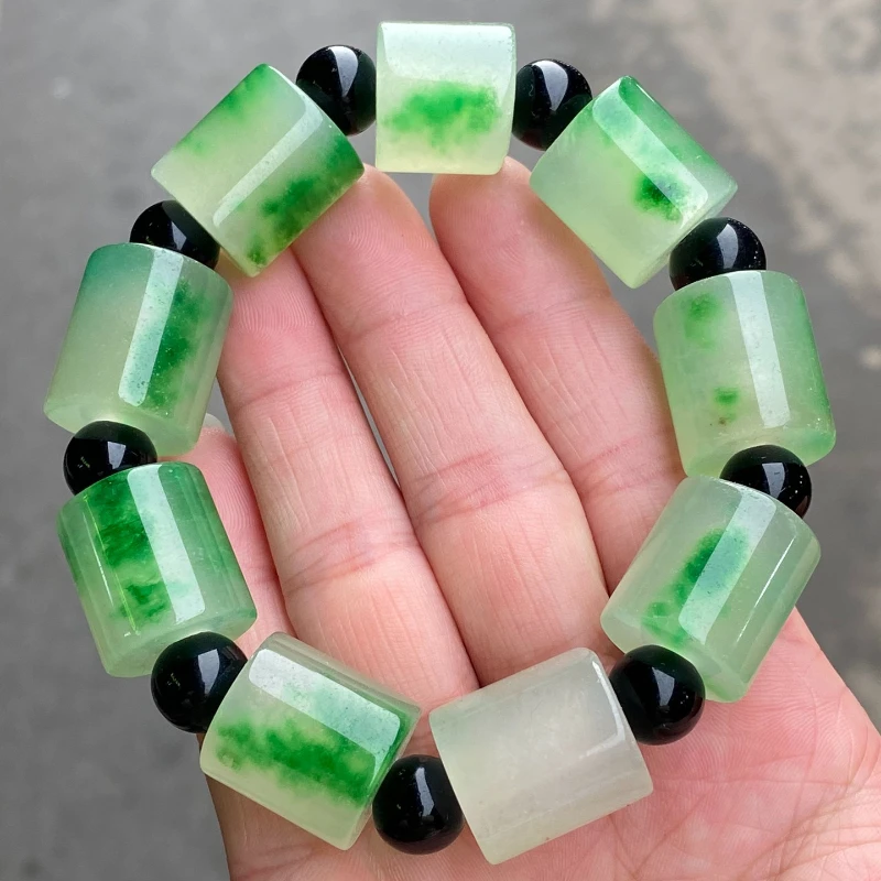 

Новый натуральный нефритовый браслет из бисера с высоким ледяным кварцитом, классический и простой аксессуар