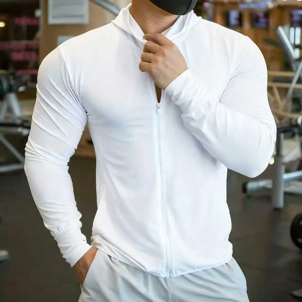 2026 الرجال سريعة الجافة كرة السلة تشغيل السترات سستة معطف رياضي سترة مقنعين القمم شبكة تنفس الرجال سترة لياقة بدنية #3