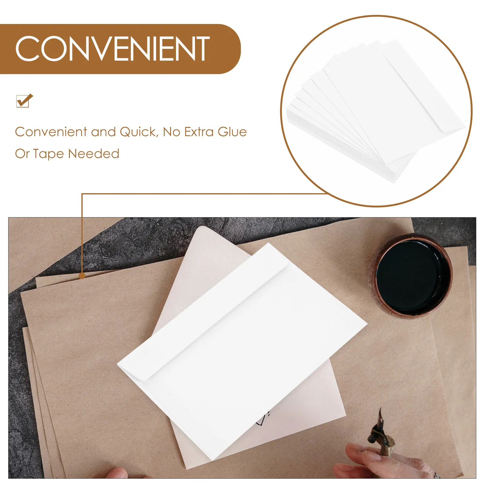 50 pcs Kraft Self Seal Card Envelopes Thickened Paper Envelopes Sturdy Brown Kraft Paper Mailers For Wedding Shower