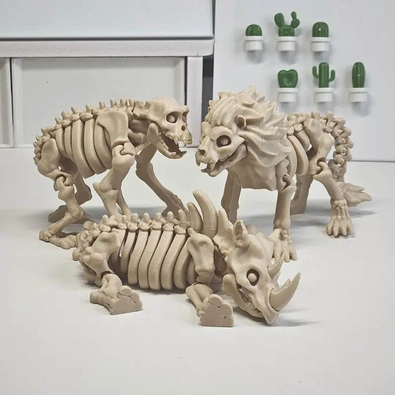 Neue 3D Druck Spielzeug Gemeinsame Bewegliche Skelett Tiere Modell Ornamente Löwe Elefant Giraffe Desktop Dekorationen kinder Geschenke