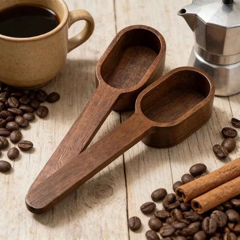 Black walnut coffee beans quantitative spoon log quality spoon grams spoon coffee powder solid wood kitchen tools