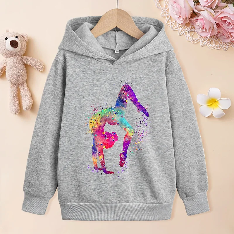 Felpa con cappuccio da ginnastica colorata per ragazze moda maglione Pullover a maniche lunghe Kawaii per bambini bambini