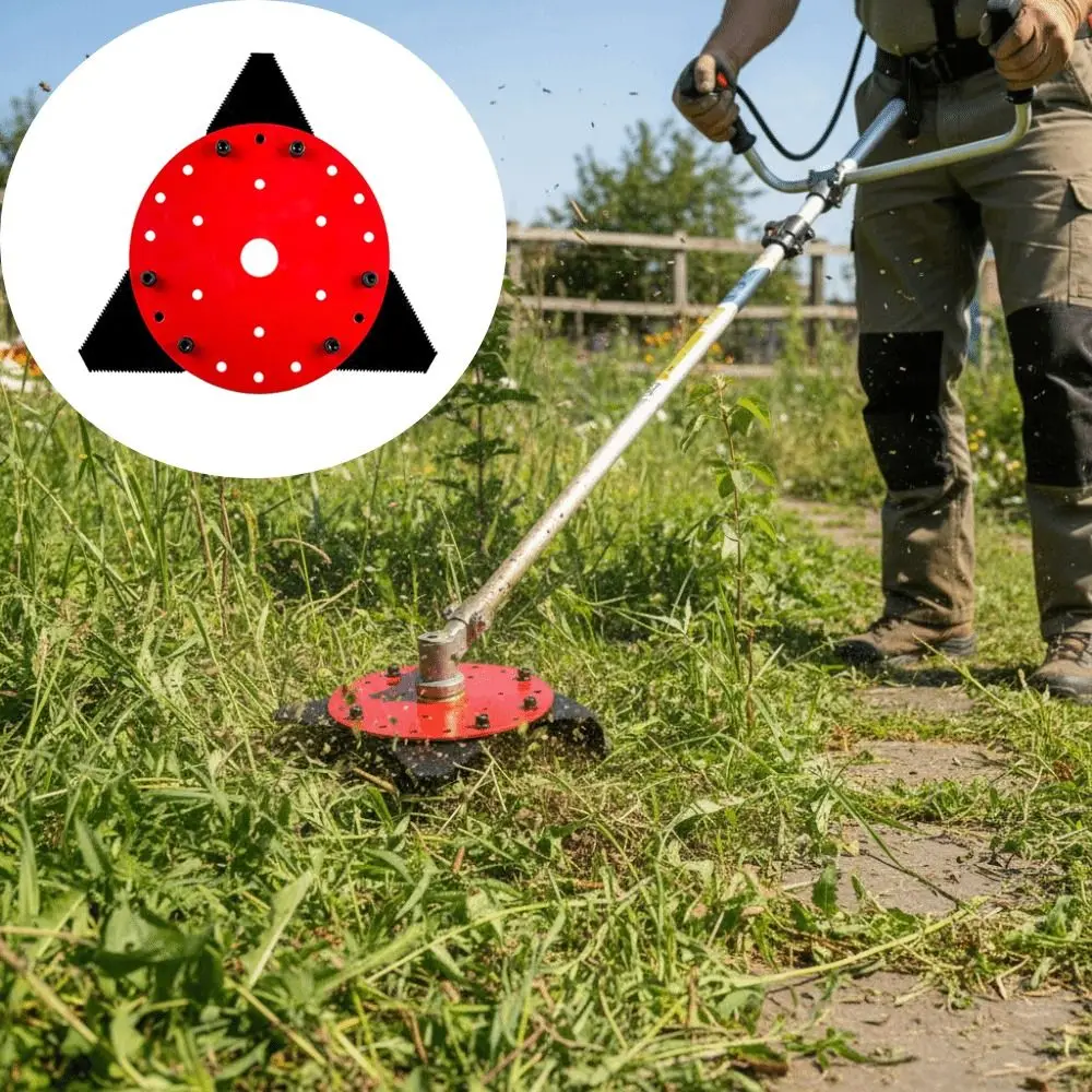 Multi-Purpose Lawn Mower Blades Triangular Shape Multi-Angle Range Grass Removal Tool Adjustable Range Red Plate