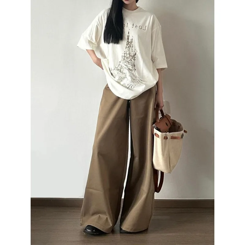 Deeptown Vintage Y2k Wide Legs Demin Pants Women Oversized Korean Fashion Summer Baggy Trousers Streetwear Casual Old Money