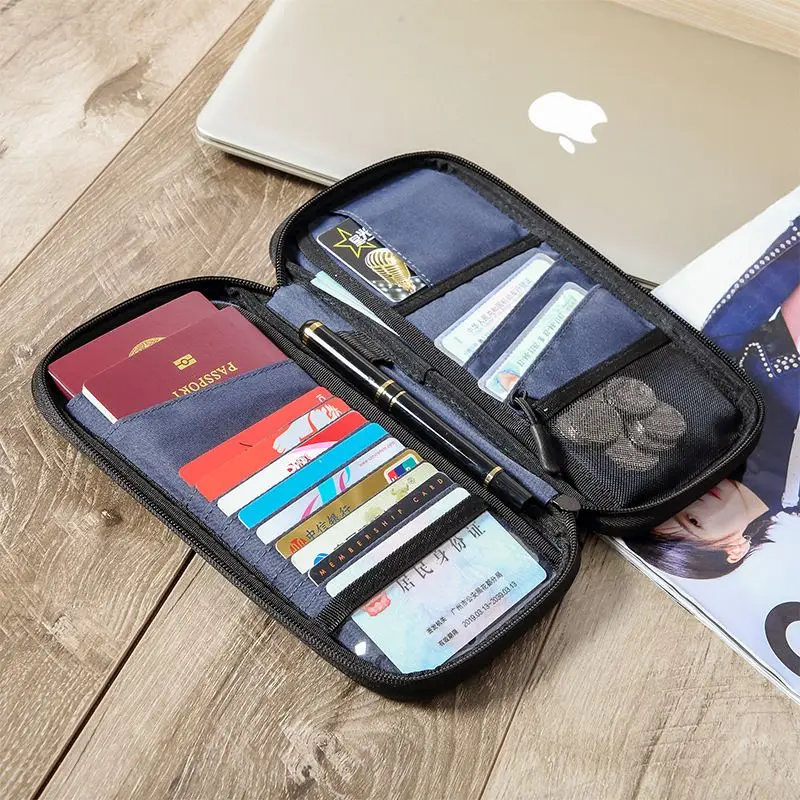 Cartera de viaje para hombre y mujer, soporte para pasaporte familiar, organizador de documentos de viaje, funda impermeable duradera con bloqueador RFID