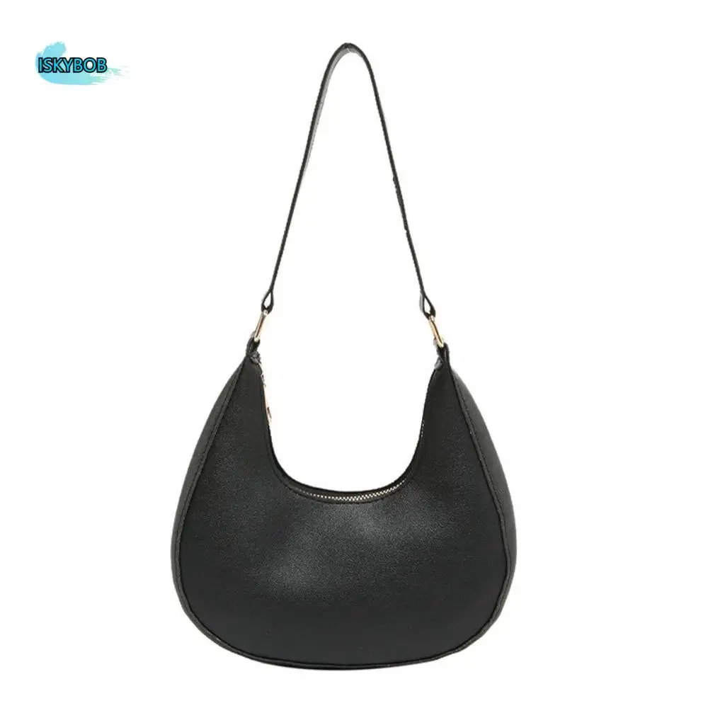 

Solid Color Crescent Moon Underarm Bag Korean Style Shoulder Pouch PU Shoulder Bag Large Capacity All-match Hobo Bag Girls