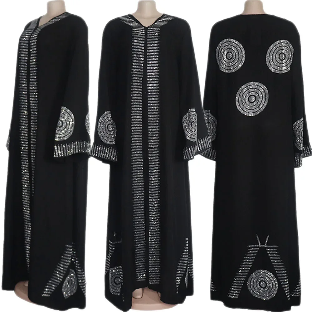 Kaftan African Long Dress Dubai Muslim Women Abaya Maxi Robe With Scarf Africa Dashiki Ladies Party Arabic Gown Hot Drilling New