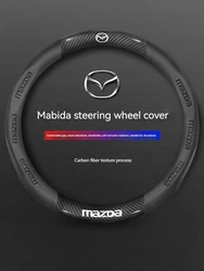 For Mazda 3 5 6 SKYACTIV Axela Atenza CX30 CX5 CX8 CX9 MX5 RX8 RX7 BT50 Carbon fiber Leathe Car Steering Wheel Cover Accessories