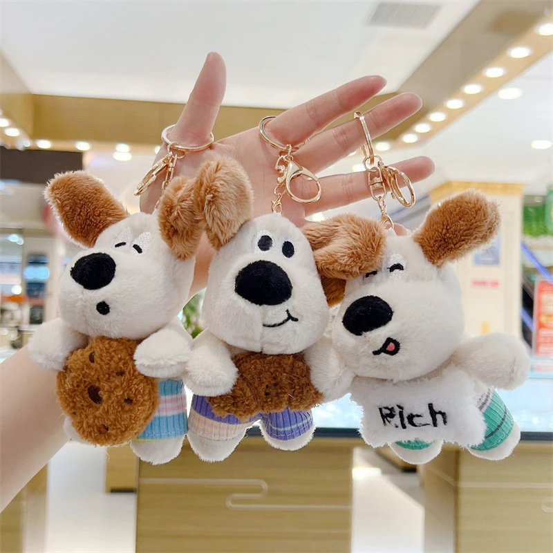 Cute Plush Dog Pendant Keyring For Girls Cartoon Dog Doll Keychain Women Gifts Creative Car Bag Decoration Decor