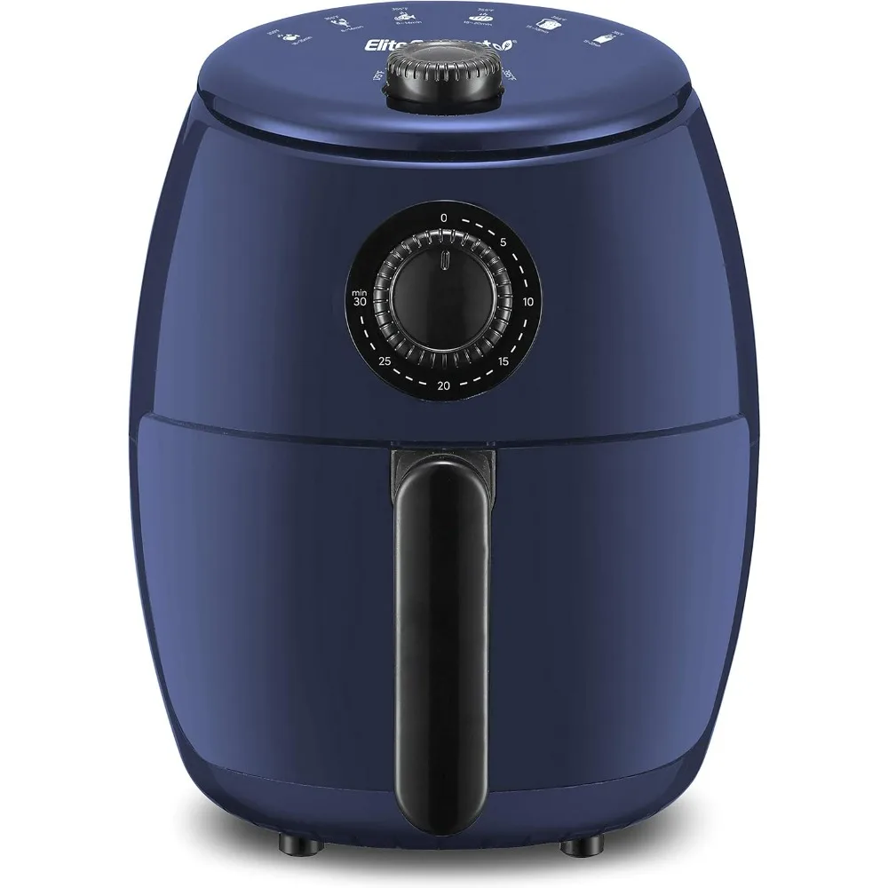 2.1 Qt. Compact Space Saving Electric Hot Air Fryer Oil-Less Healthy Cooker,Timer & Temperature Controls,1000W, Quart, Blue Gray