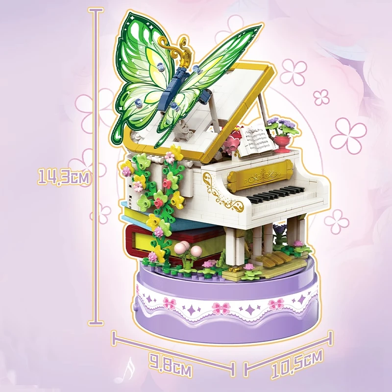 حلم فراشة البيانو صندوق تشغيل الموسيقى اللبنات فراشة الجمعية اليدوية الإبداعية نموذج العصرية اللعب جمع الحلي #4