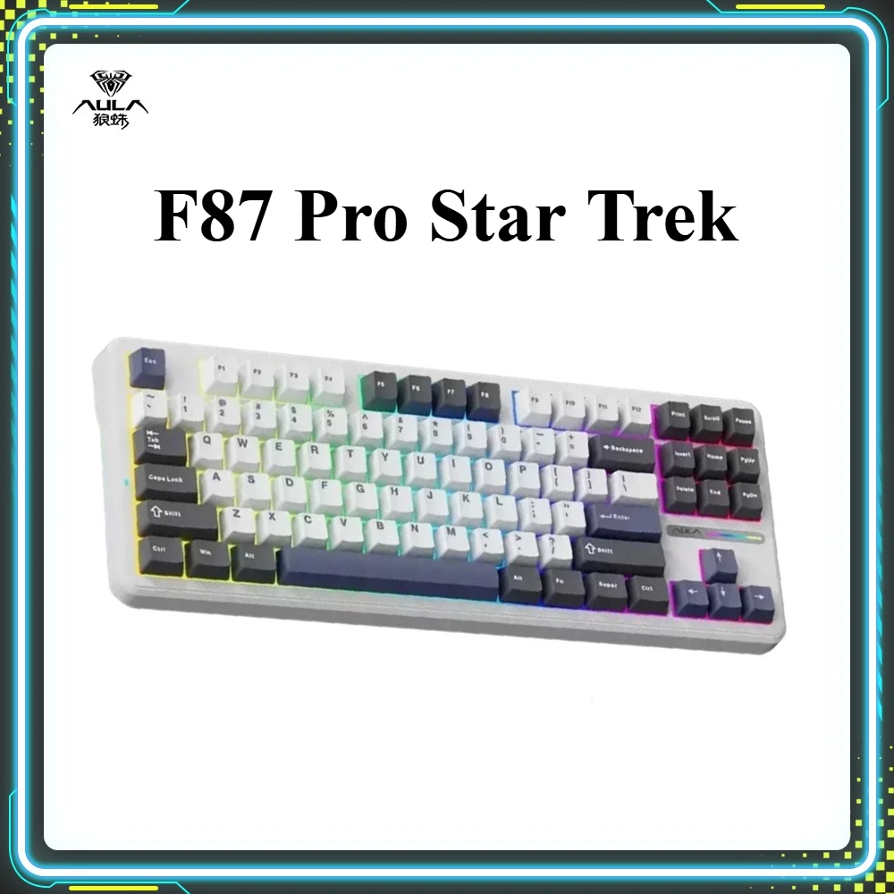 

Рекламные продукты AULA F87 Pro Star Trek Механические клавиатуры RGB с горячей заменой Беспроводная трехрежимная пользовательская клавиатура ПК Подарки
