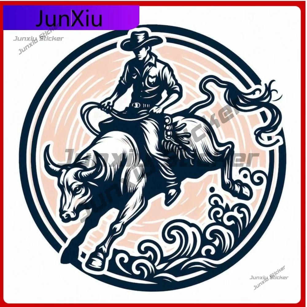 

Funny Bull Riding Window Sticker Cowboy Waterproof Vinyl Decal Scratch Sunproof Stylish Durable Exterior Outdoor Decoration