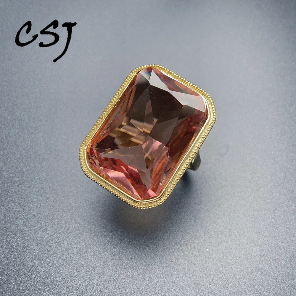 Trendy OCT18*25mm Created Zultanite Ring Handmade Jewelry 18K Yellow Golg Sudan Stone Color Change for Women Party Birthday Gift