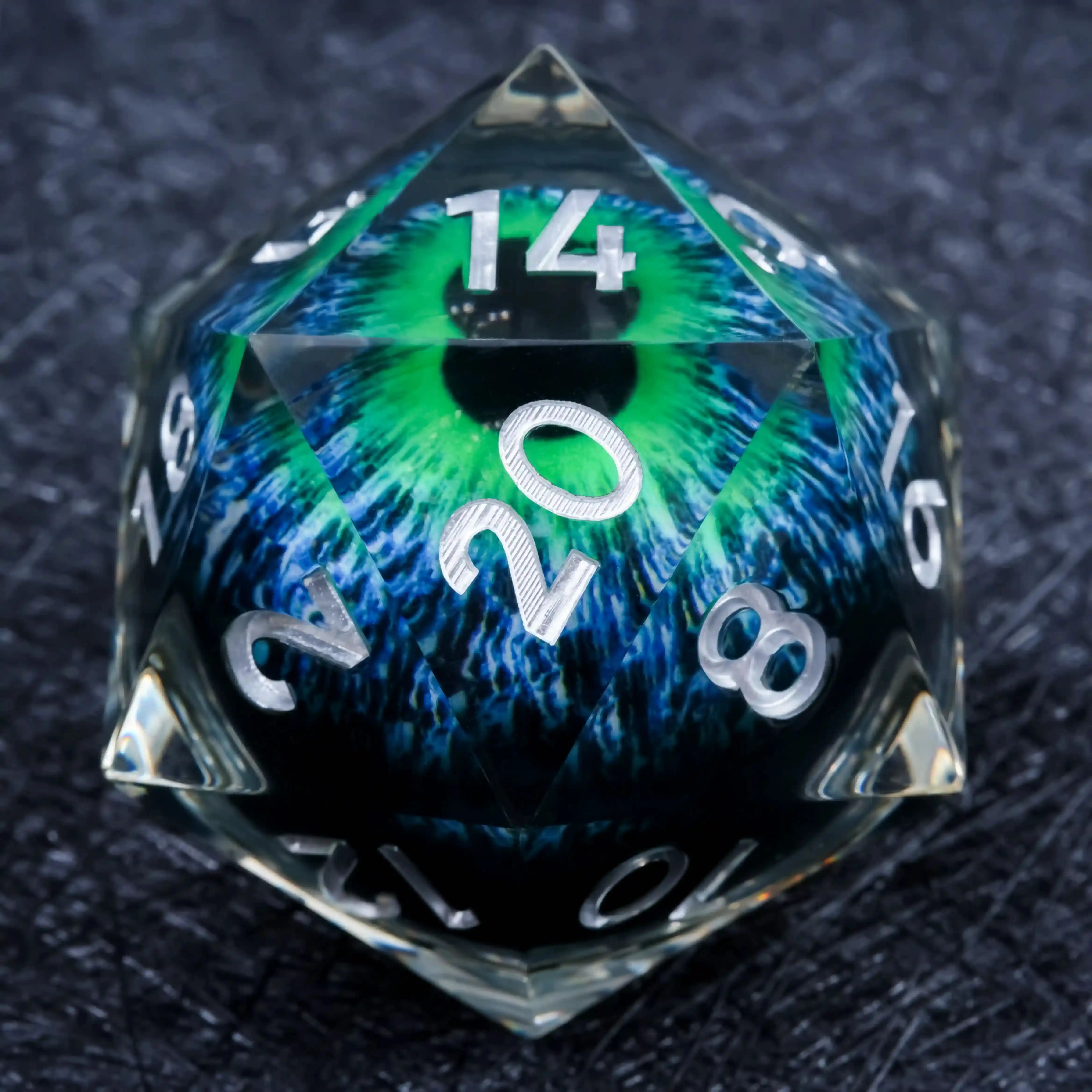 

55mm D20 Dargon Eye DND Dice Set Cat Eye Liquid Core Liquid Core Sharp Edge Handmade Polyhedral Resin Dice for Multi-Sided RPG