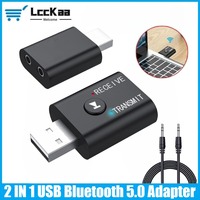 LccKaa USB Bluetooth 5.0 Adapter Transmiter 2 IN 1 3.5mm AUX Jack for PC Computer TV Laptop Speaker Headset Bluetooth Receiver