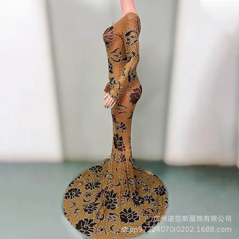 2026 فستان سهرة مثير من اللحوم المزيفة للصناعات الثقيلة مرصع بالألماس فستان سهرة اجتماعي ملكة جمال الكون يختار بشكل جميل #3