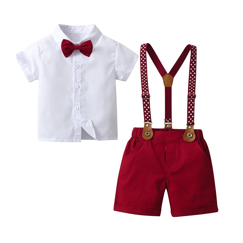 Short Sleeved Overalls Boys Set Two Piece Boys Treasure Dress Childrens Clothing Boys Summer Set