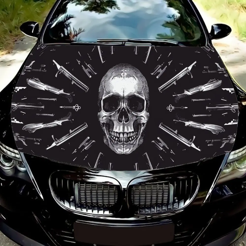 

Ruthless - Skull Pattern car hood stickers, waterproof self-adhesive, scratch resistant, easy to stick, durable car PVC stickers