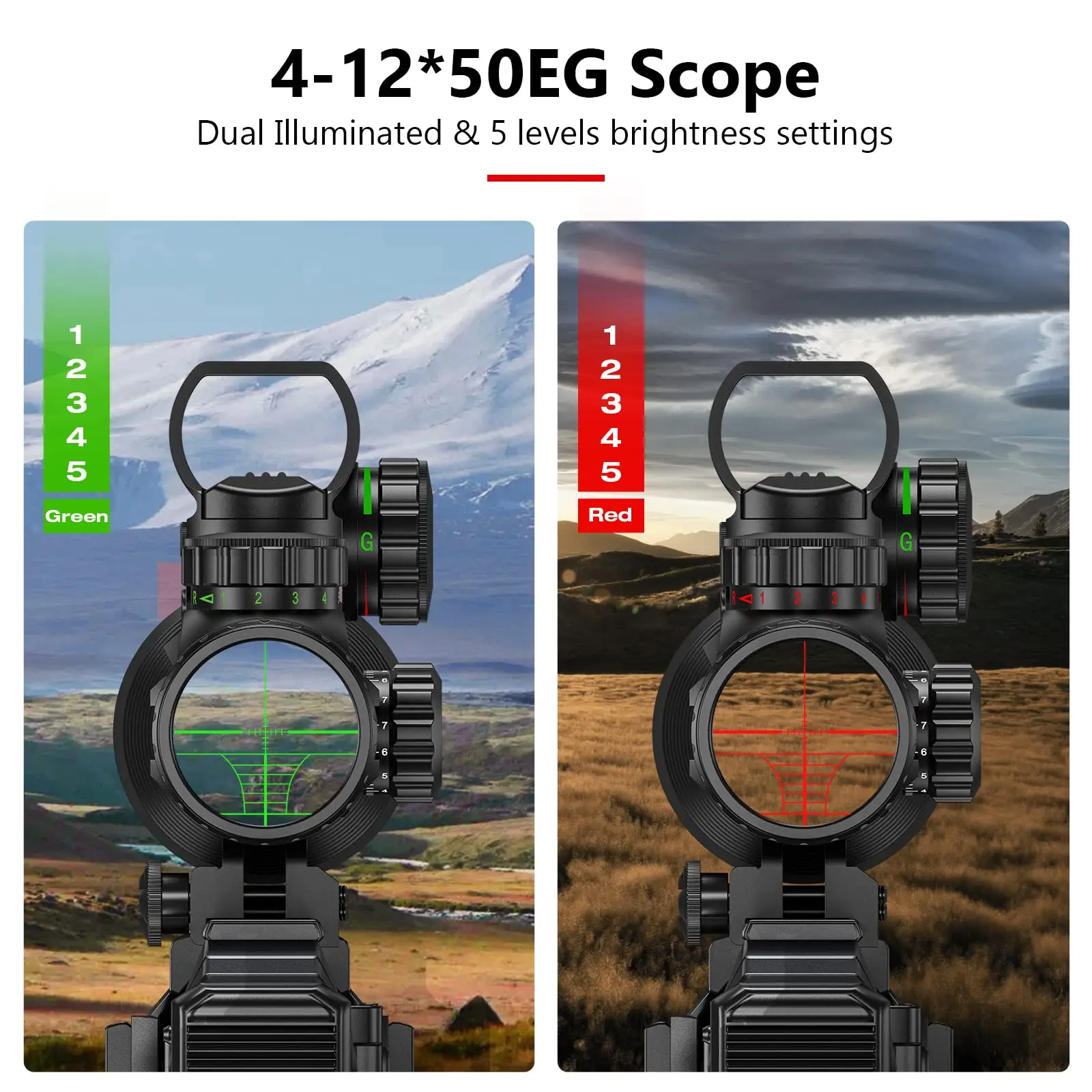 Riflescope Combo 4-12x50EG Dual Verlichte Optiek IIIA/2MW Laser Sight 4 Holografisch Richtkruis Green Dot Sight 20mm Scope Mount