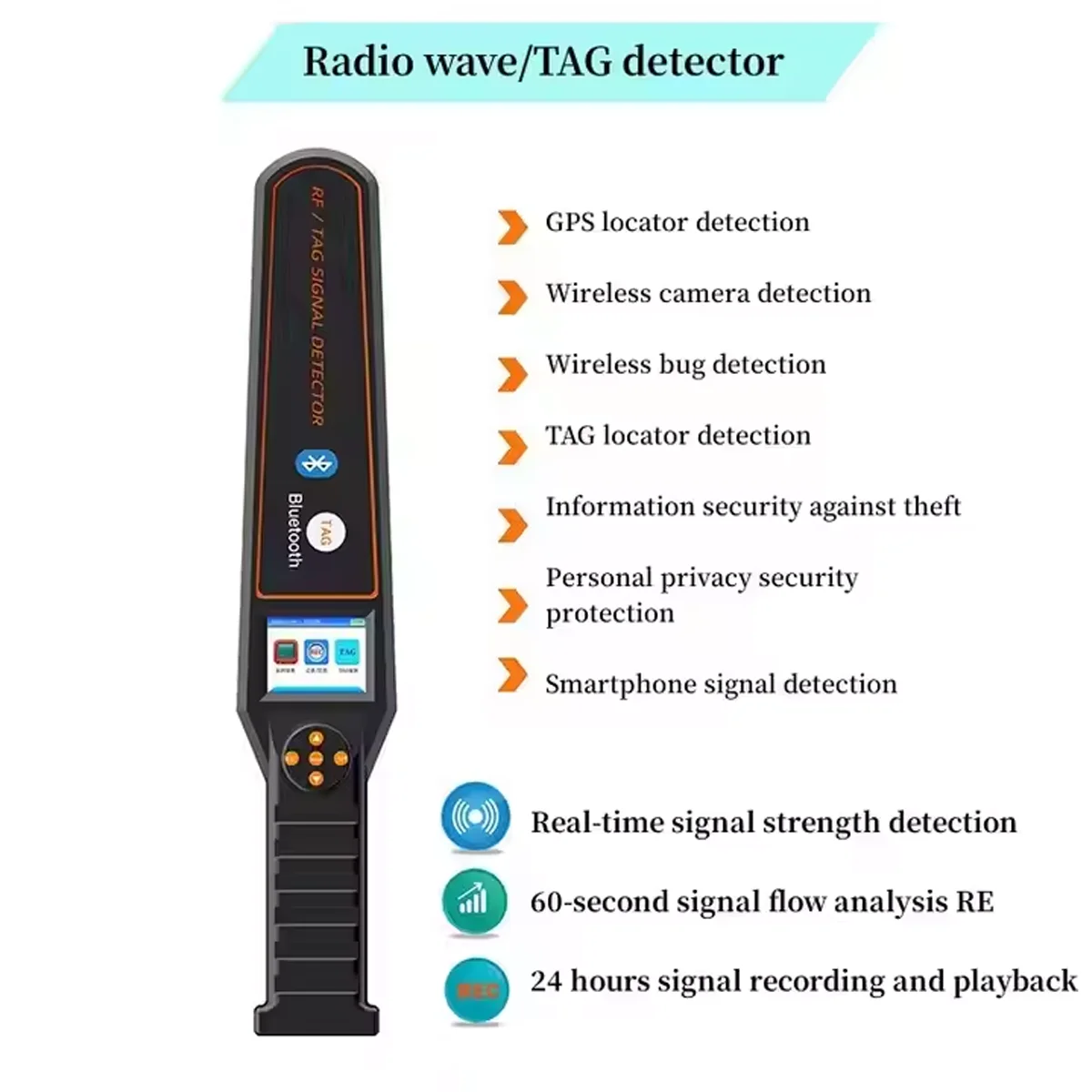 HK-809 Dual Channel Detector, Simultaneous Magnetic & Electromagnetic Wave Detection for GPS, Wireless Camera, Listening Device.