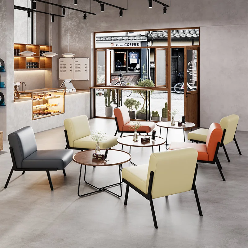 Cafe Sofa Table and Chair Combination Milk Tea Shop Qingba Bar Book Bar Sofa Chair Leisure Rest Area Reception