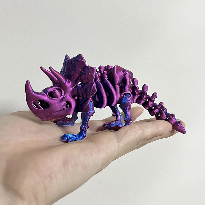 3D Printed Triceratops Jurassic Dinosaur Skeleton Deformation Ornaments Joint Movable Creative Figurine Gift Children's Toy