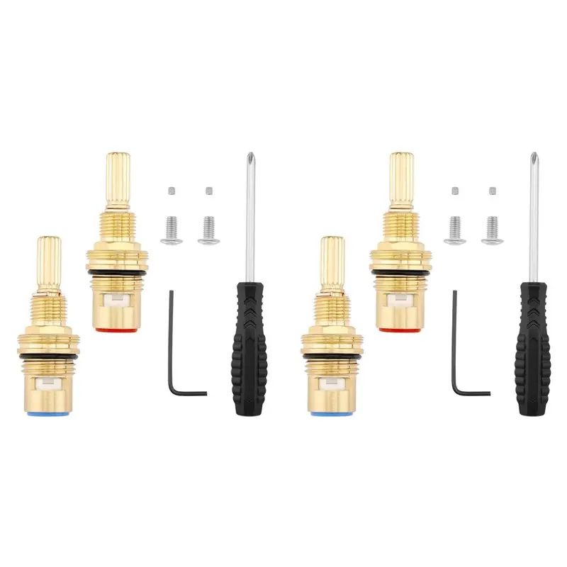 AT02-4X Brass 1-001 & Brass 1-002 Valve Cartridges Set For Cold Widespread Cartridges And Hot Widespread Valve Core