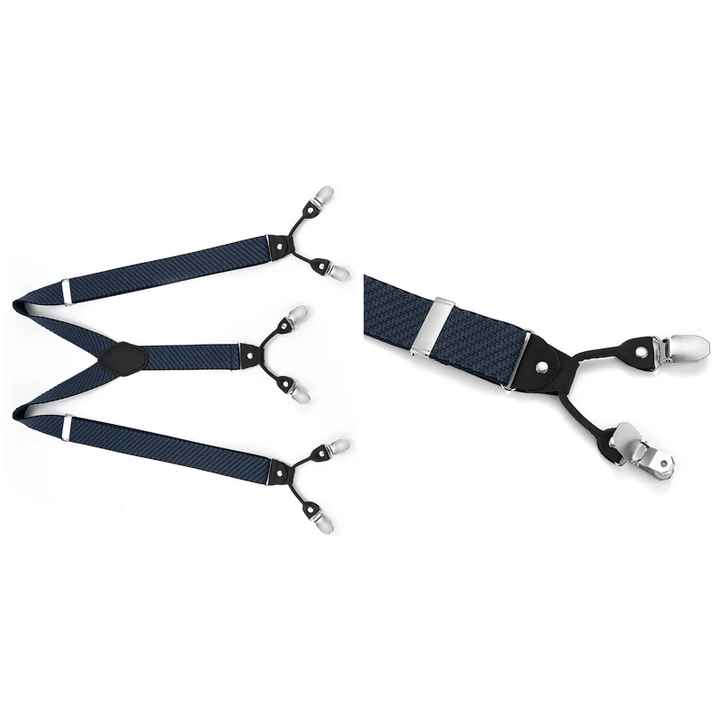 Британский ретро-серо-синий саржевый стиль, мужской джентльменский костюм с шестью зажимами, аксессуар для брюк, нескользящие подтяжки.