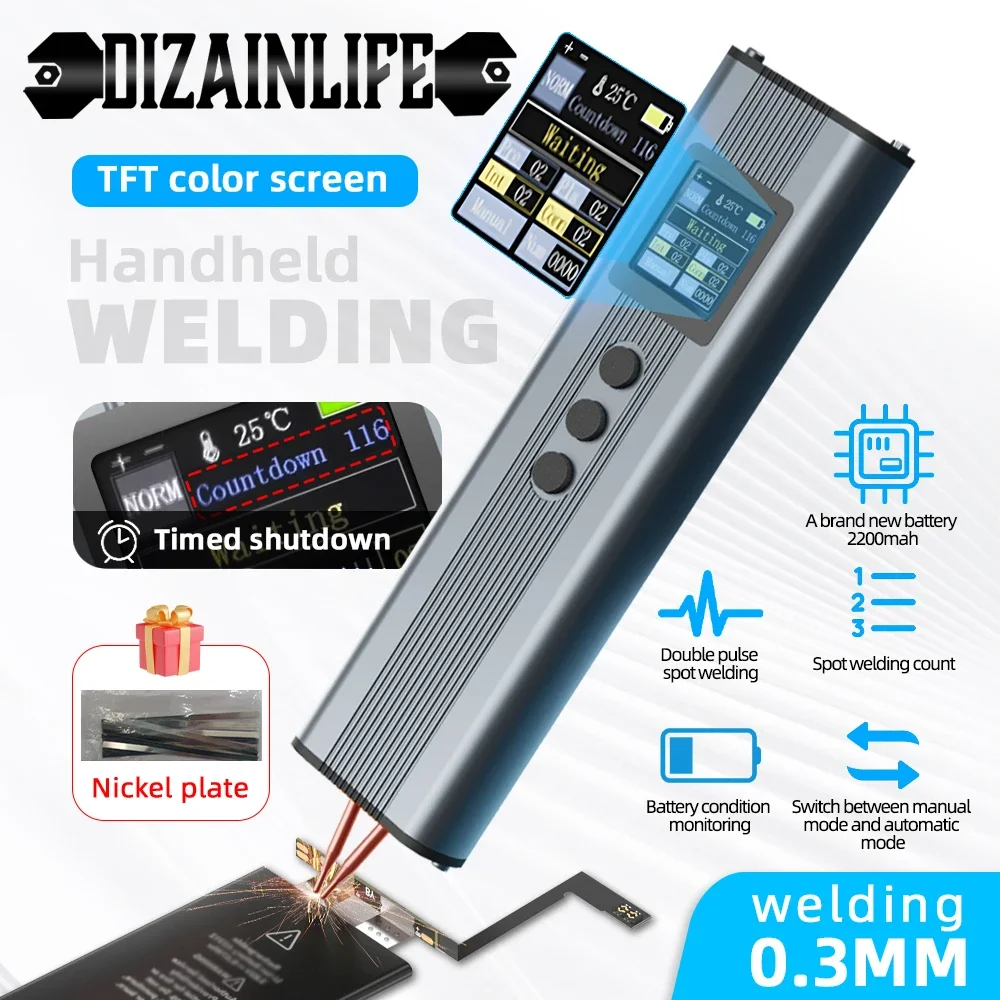 Upgraded 11 Gears Battery Spot Welder Adjustable Mini Portable Handheld Digital Display Spot Welding Machine Automatic Manual