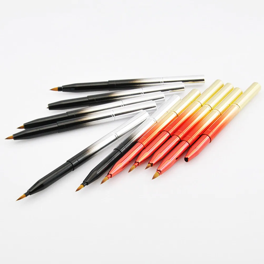 แปรงทาปากแบบสองด้าน สีดำไล่เฉด หัวแปรงแบบยืดหดได้ ตัวแปรงโลหะ ปลายนุ่ม สำหรับทาลิปสติกและลิปกลอส อุปกรณ์แต่งหน้า