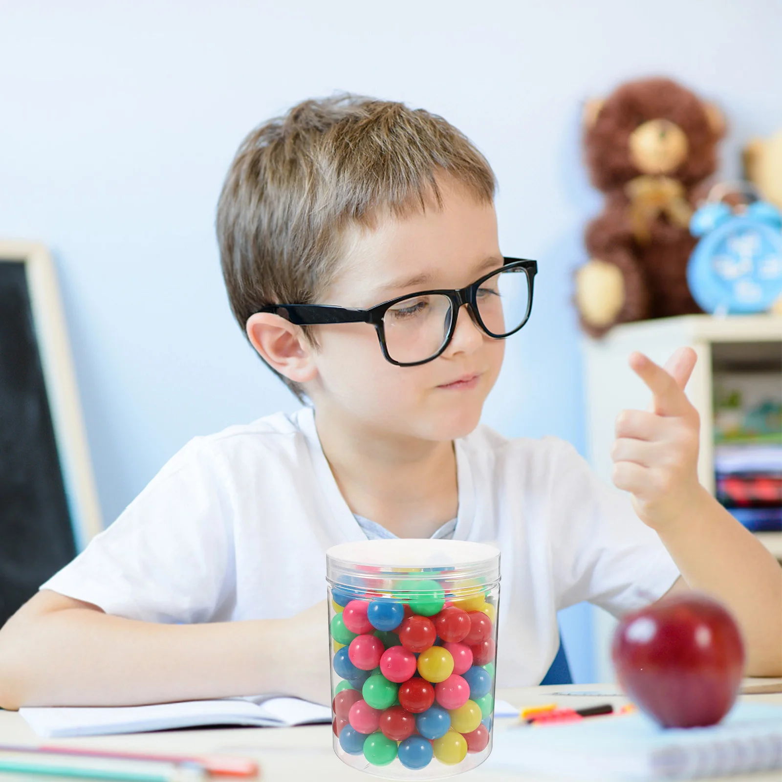 

100pcs Counting Balls 20Mm Hollow Plastic Colored Marbles For Elementary Math Probability Educational Tool Track Ball Design