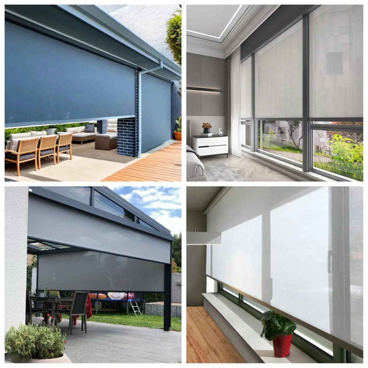 izable：Outdoor Sun Shades Fabric Zipper Screen Curtain with Remote Control Shade Waterproof Windproof Outdoor Roller Blind