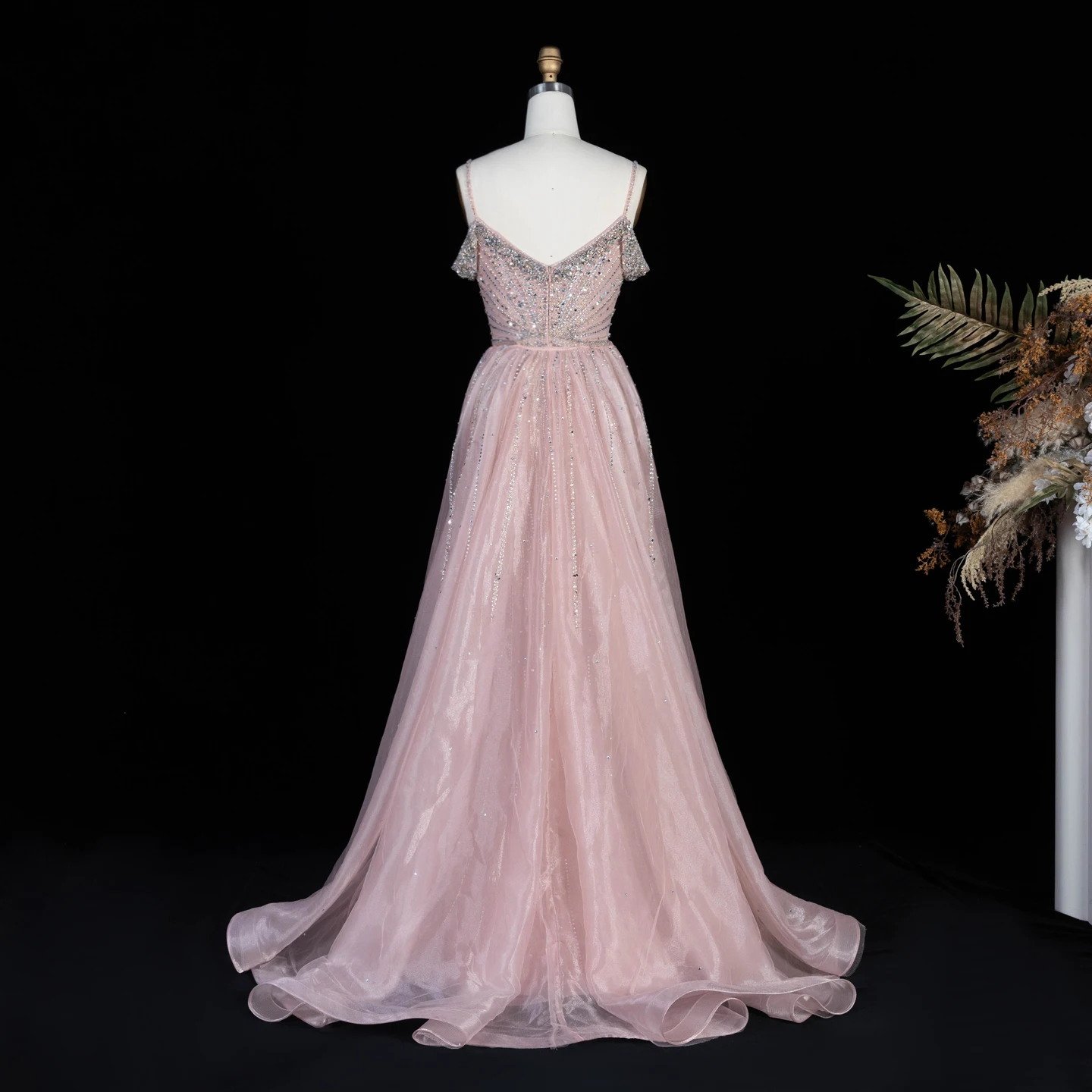 Sharon Said Abendkleid Luxuriöses Meerjungfrauenkleid aus Tüll mit Schulterfreiem Design und Spaghetti-Trägern Dubai Formelles Partykleid mit Überrock SS008 Maßanfertigung – Detail 19