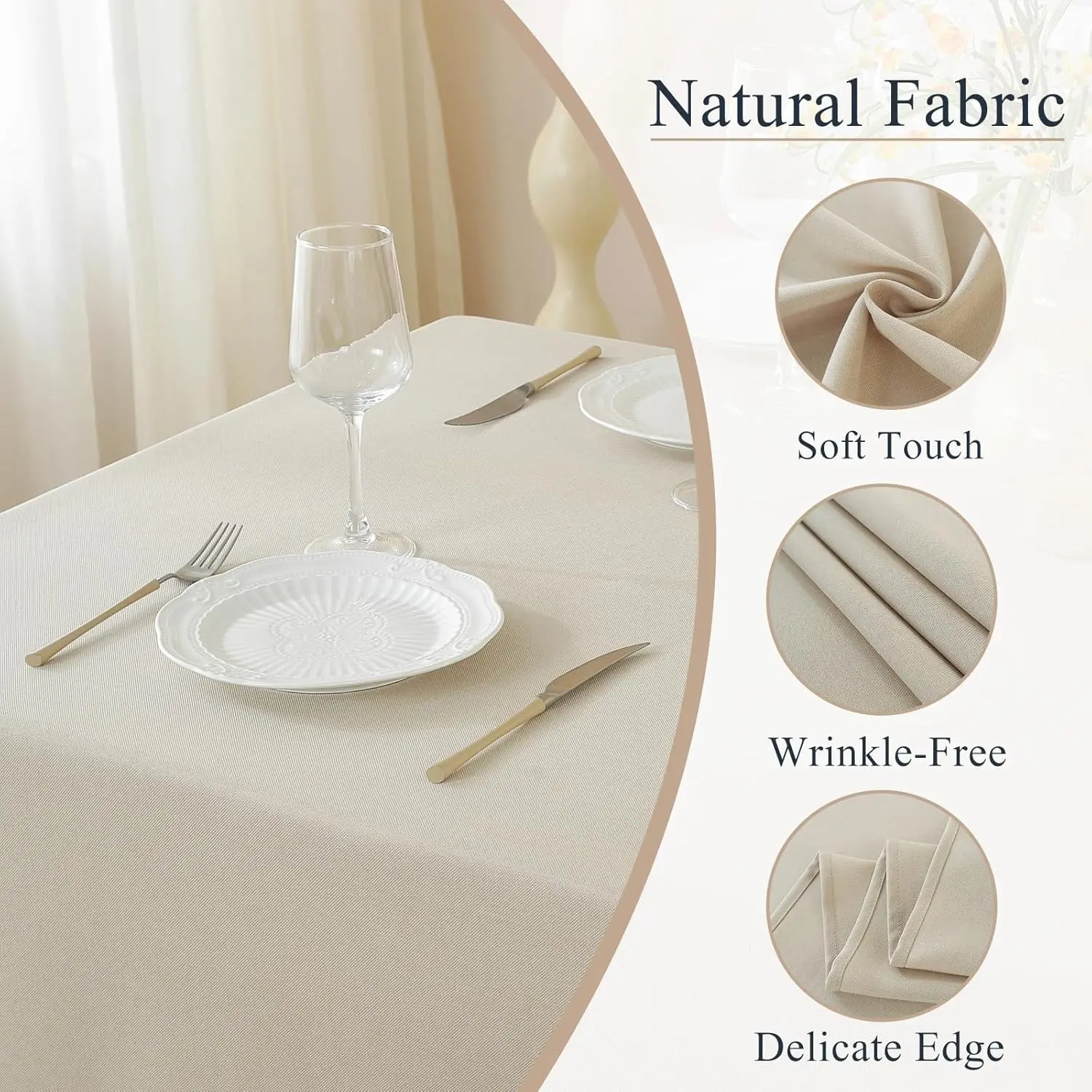 Waterproof Rectangle Tablecloth Wipeable Farmhouse Table Cloth Stain Resistant Wrinkle Free Kitchen Dining Holiday Party Decor