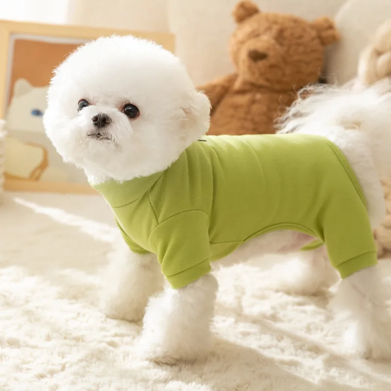 

Winter Simple Pet Clothes Solid Color Velvet Warm Four-foot Bottoming Shirt Teddy Winter Air Conditioning Clothes