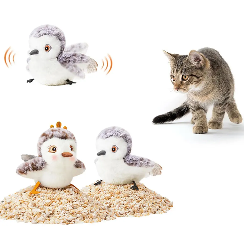 

Flapping Wings Sparrow Toys Rechargeable Simulated Chirping Bird Cat Toy Bird Chirping Cat Toy for Cats