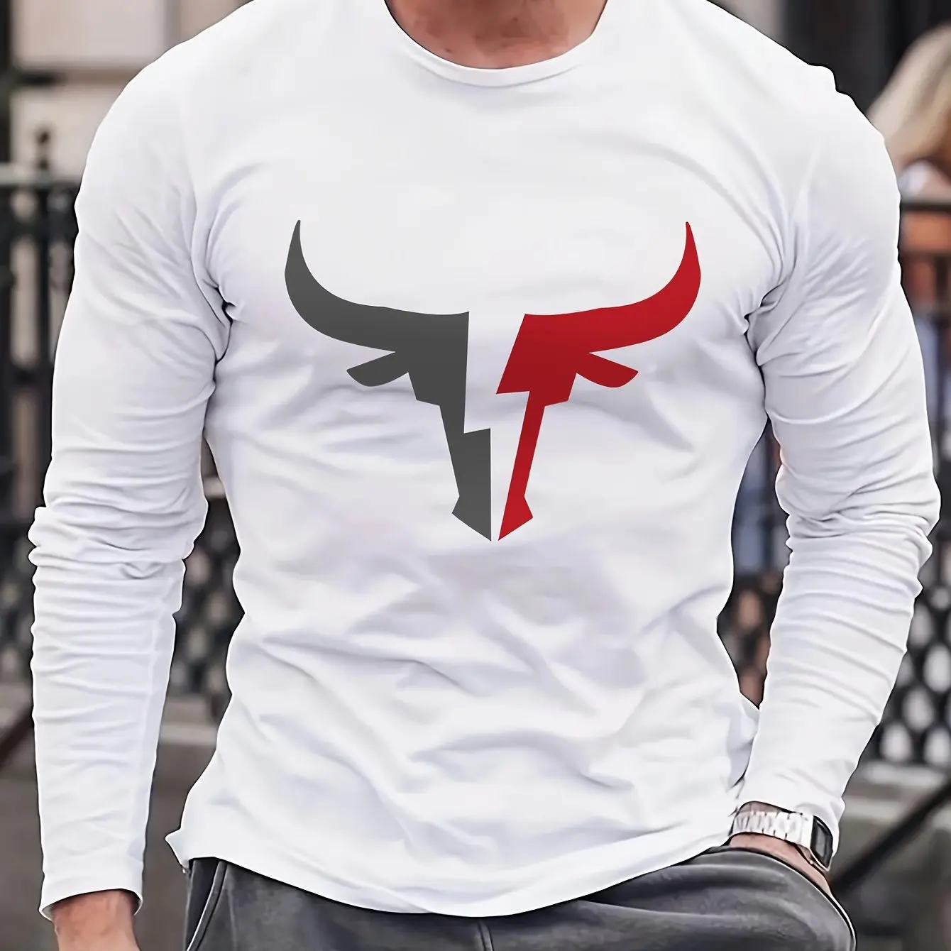 Men's Bull Crewneck Sweatshir Dwayne Inspired Streetwear Breathable for Workout Training Daily Wear All-Season Comfort hoodies