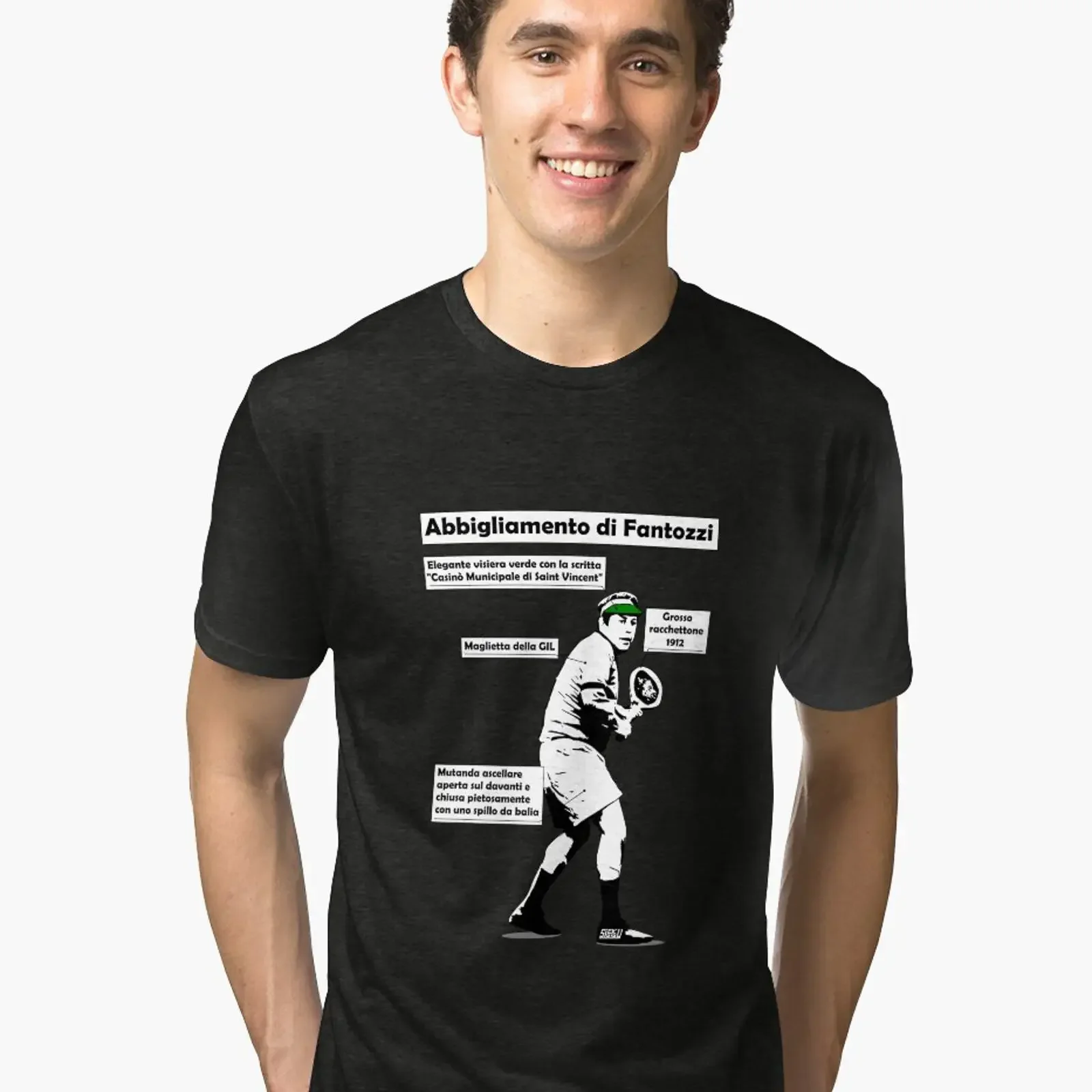 Abbigliamento di Fantozzi tennis Tri blend T Shirt vintage Washed Soft streetwear Stretched fashion designer clothes Versatile