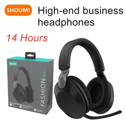 Shoumi 14 Hours Wireless Business Headphones Rotatable Large Earmuffs Earphone Extend Fold Microphone Headset For Business Work