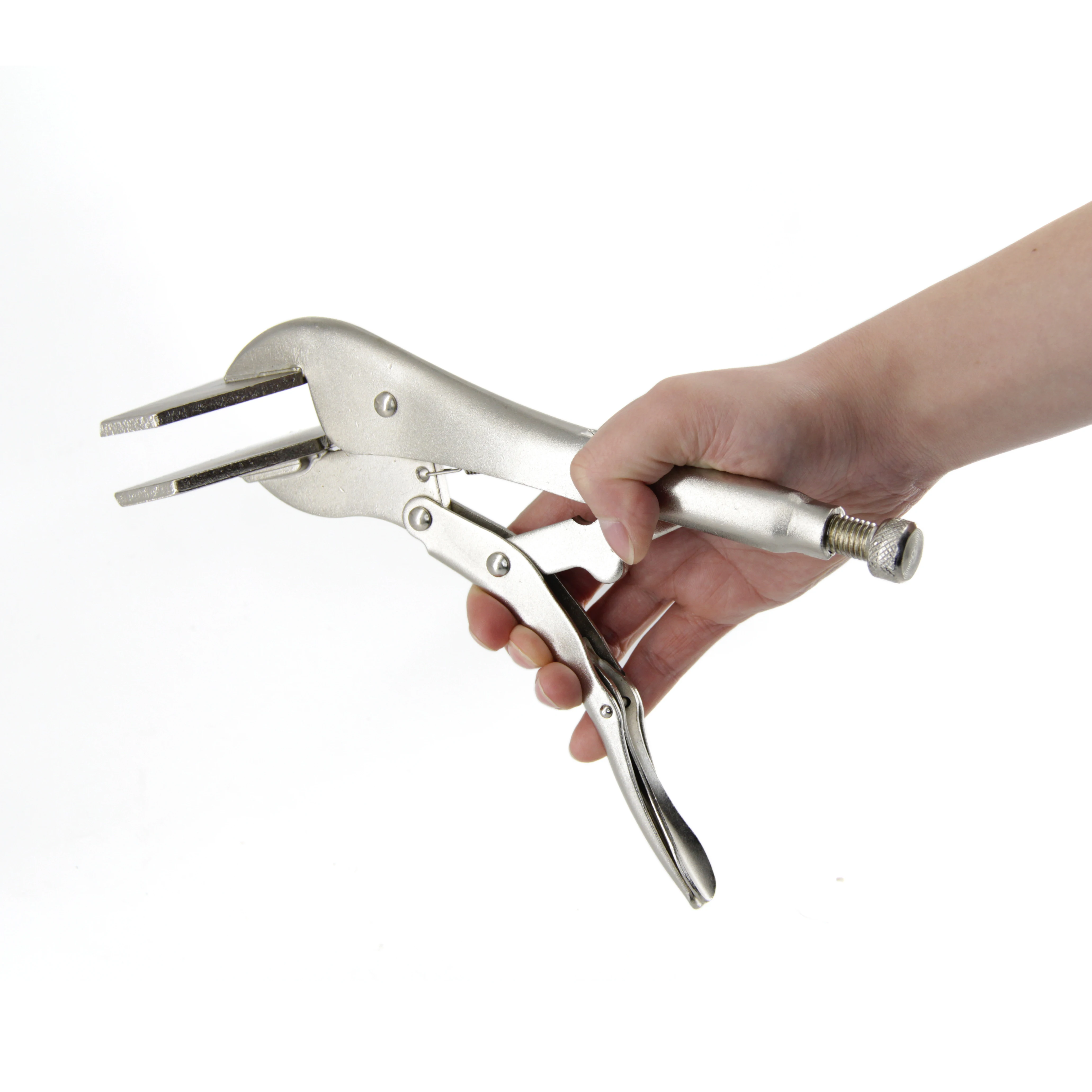 Strumento per lamiera di bloccaggio da 8/10 pollici, pinze di bloccaggio in acciaio al carbonio, utensile manuale per maschere di saldatura con morsa a testa piatta regolabile resistente all'usura